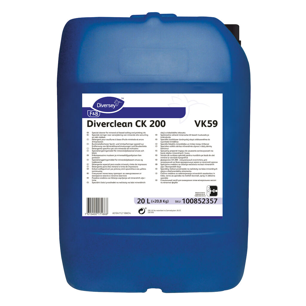 Diverclean CK 200 VK59 20L - Buntmetallsicherer Sprüh- und Umlaufreiniger speziell zur Entfernung von Mineralölverschmutzungen und Druckertinte