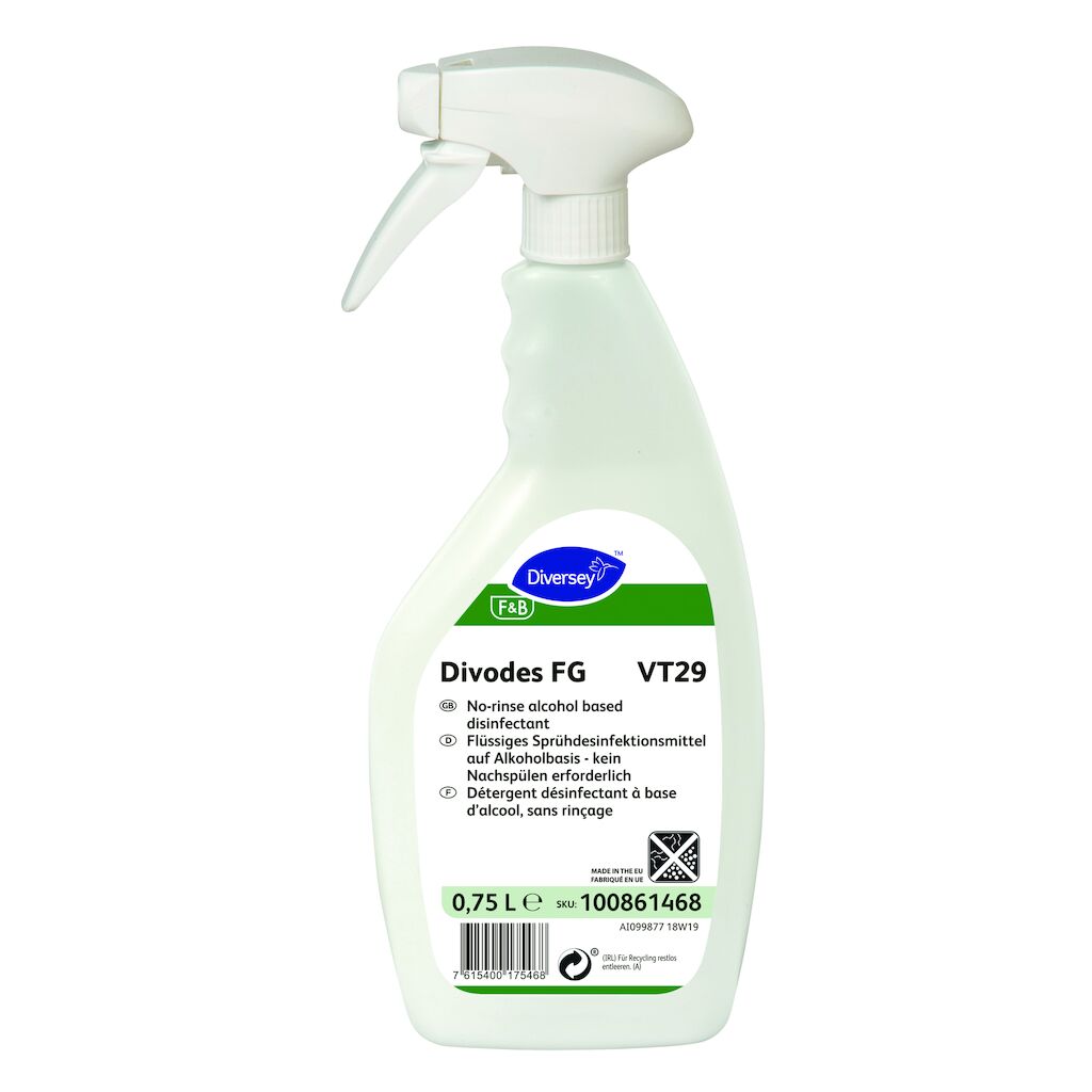 Divodes FG VT29 6x0.75L - Gebrauchsfertiges, schnell wirkendes Sprühdesinfektionsmittel mit Sofort- und Langzeitwirkung