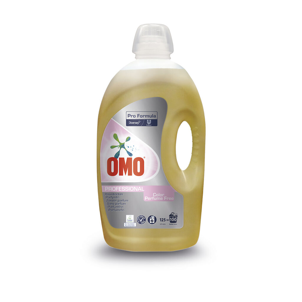 Omo Pro Formula Liquid Color Sensitive 2x5L - EU ECOLABEL-geprüftes parfümfreies Flüssigwaschmittel für Buntwäsche, aktiv bei 30°C.