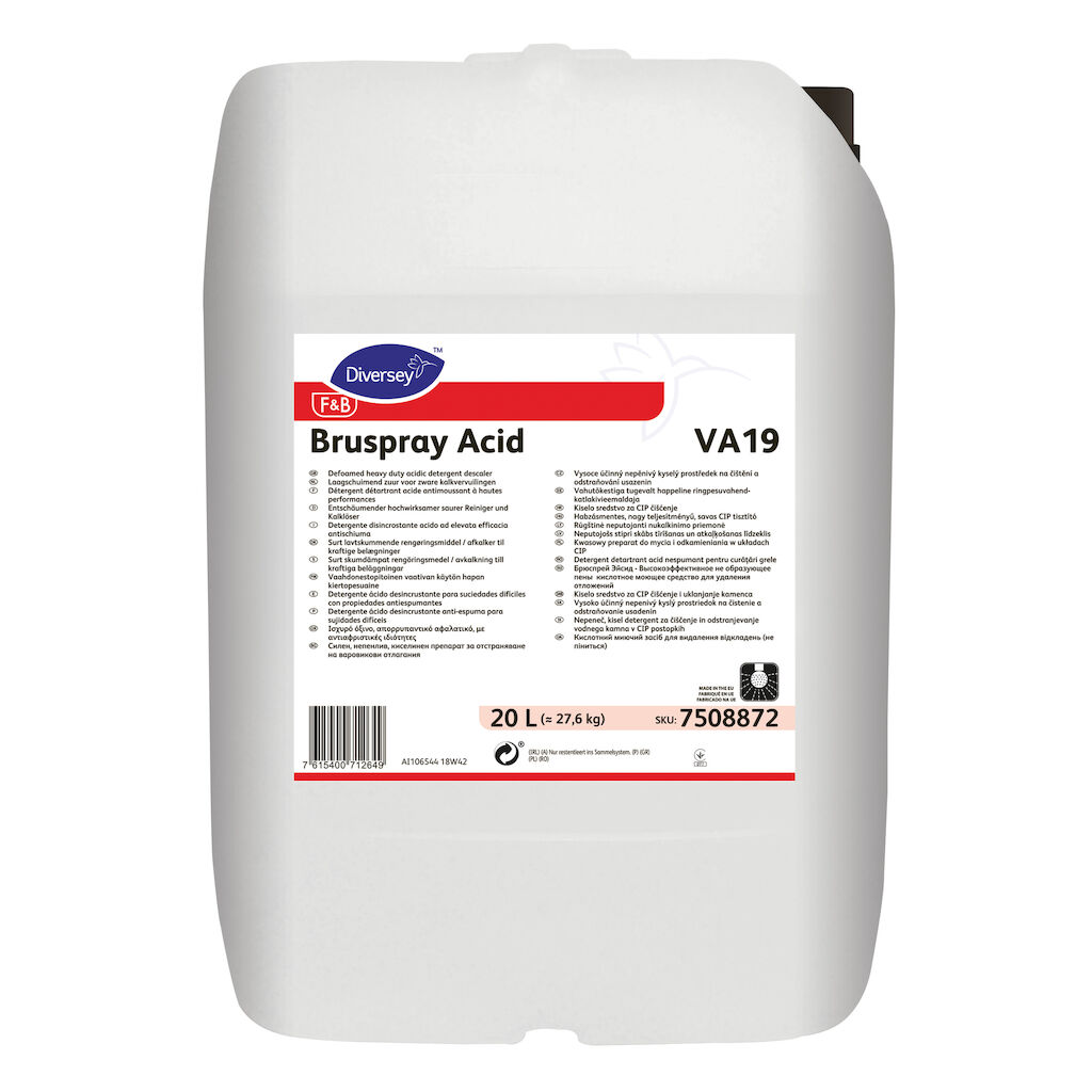 Bruspray Acid VA19 20L - Entschäumender hochwirksamer saurer Reiniger und Kalklöser
