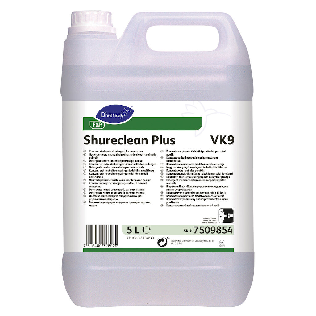 Shureclean Plus VK9 2x5L - Konzentrierter Neutralreiniger für manuelle Anwendungen